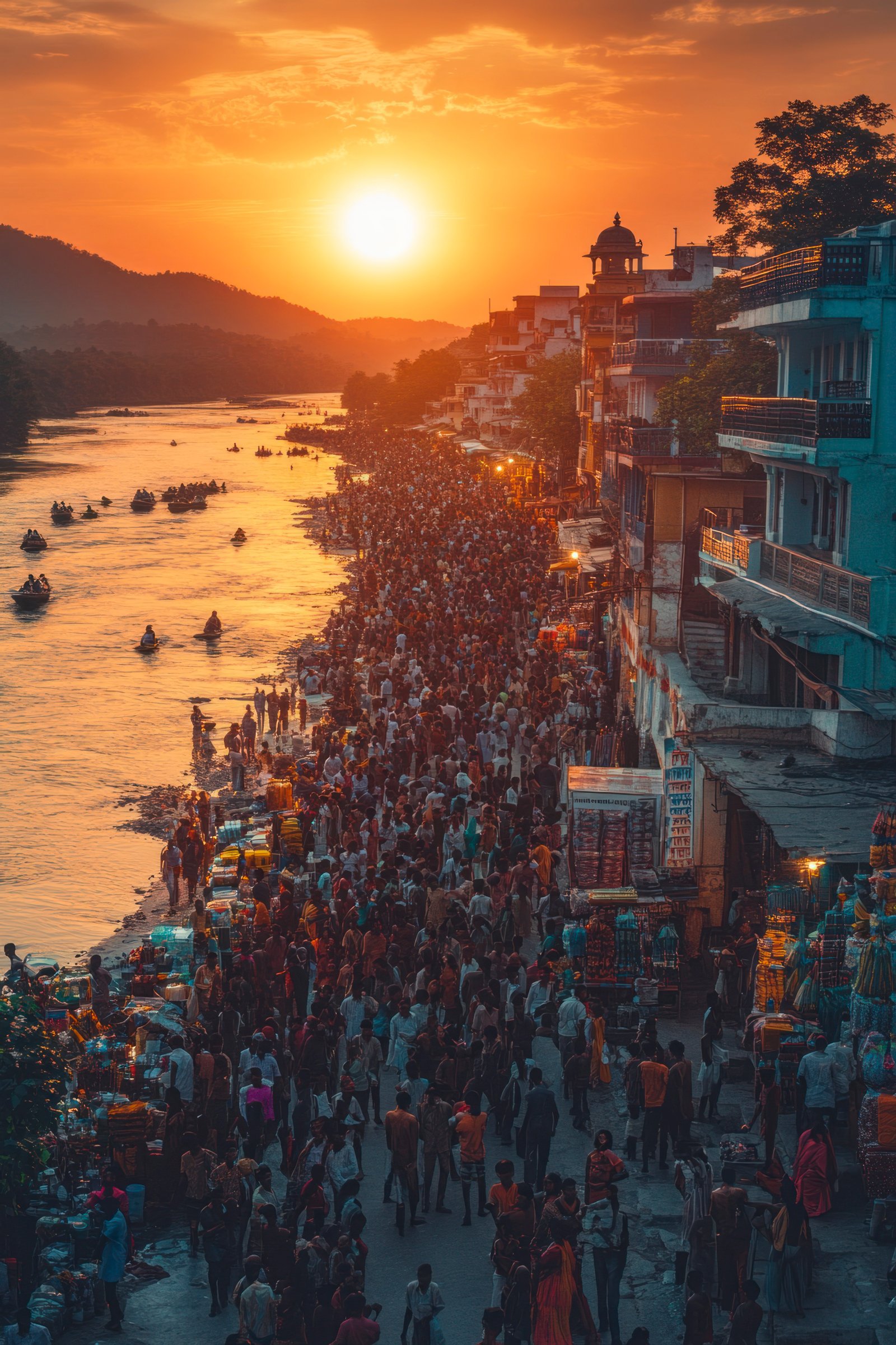 Priests performing Ganga Aarti